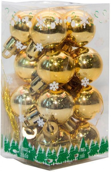 Набір іграшок кулі золоті глянцеві Девілон 890582 d25 мм 16 шт./уп. 