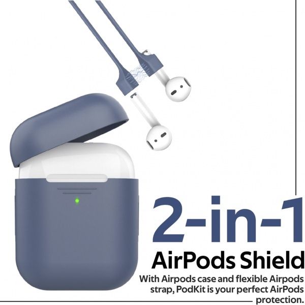Чехол для наушников Promate PodKit для Apple AirPods dark blue (podkit.navy) 