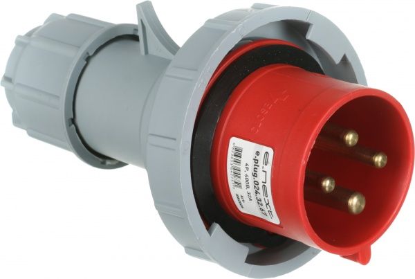 Розетка силовая переносная с заземлением E.NEXT e.plug.024.32.67, 4п., 400В, 32А, IP 67 серый с красным i082005