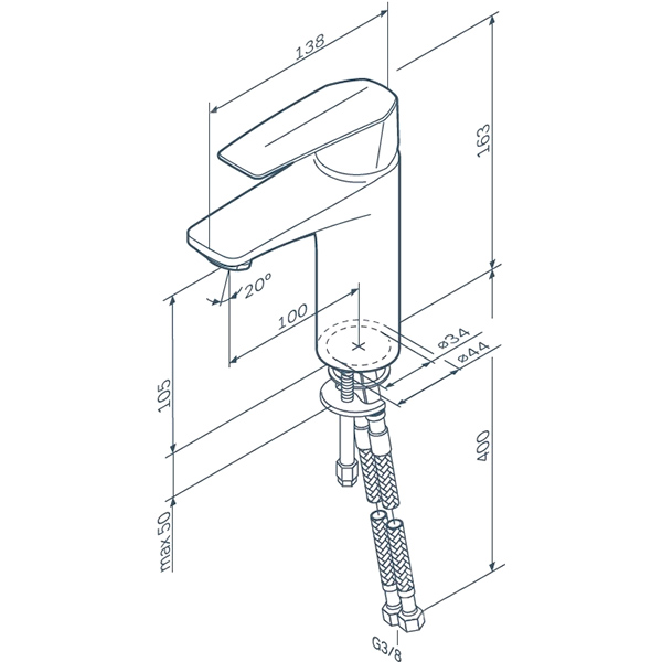 Смеситель для умывальника AM.PM Gem F90E02100