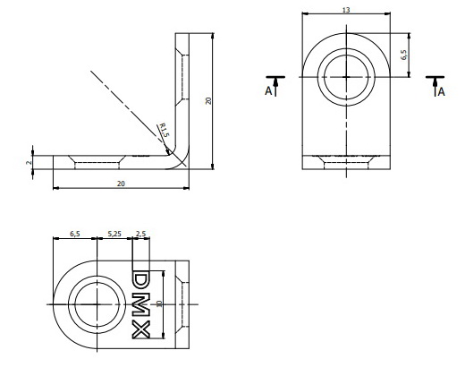 Кутник вузький Domax рівносторонній 20x20x13 мм 2 мм (4 шт.) FKW 20