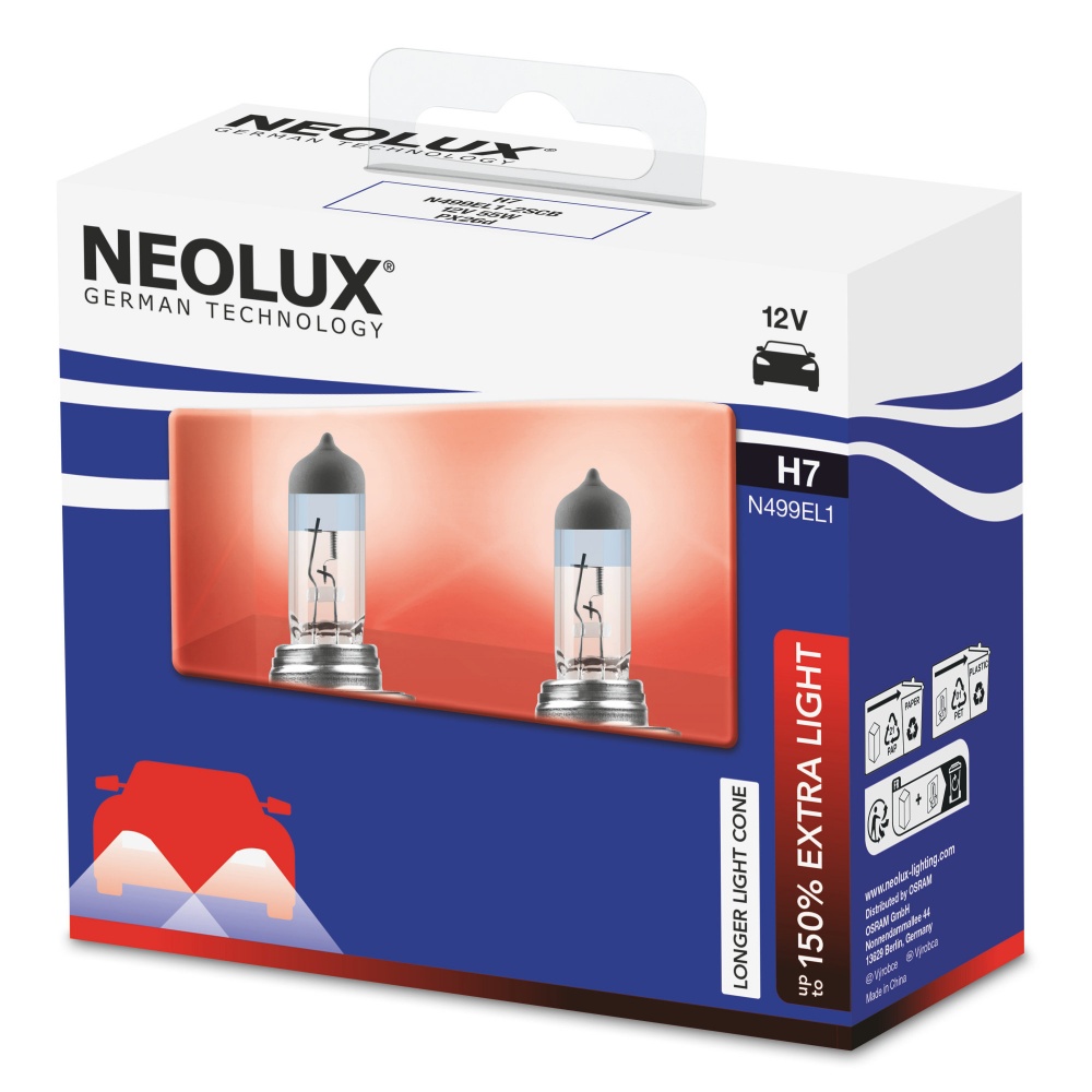 Автолампа галогенная Neolux PX26D Extra Light +150% H7 55 Вт 2 шт.(NEN499EL12SCB)