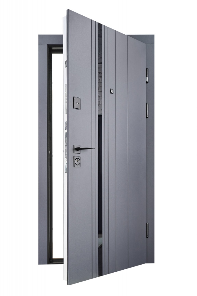 Дверь входная Abwehr КС (581+551) 086L (АЦС)+(ОксБ) антрацит / бетон снежный 2050х860 мм левая