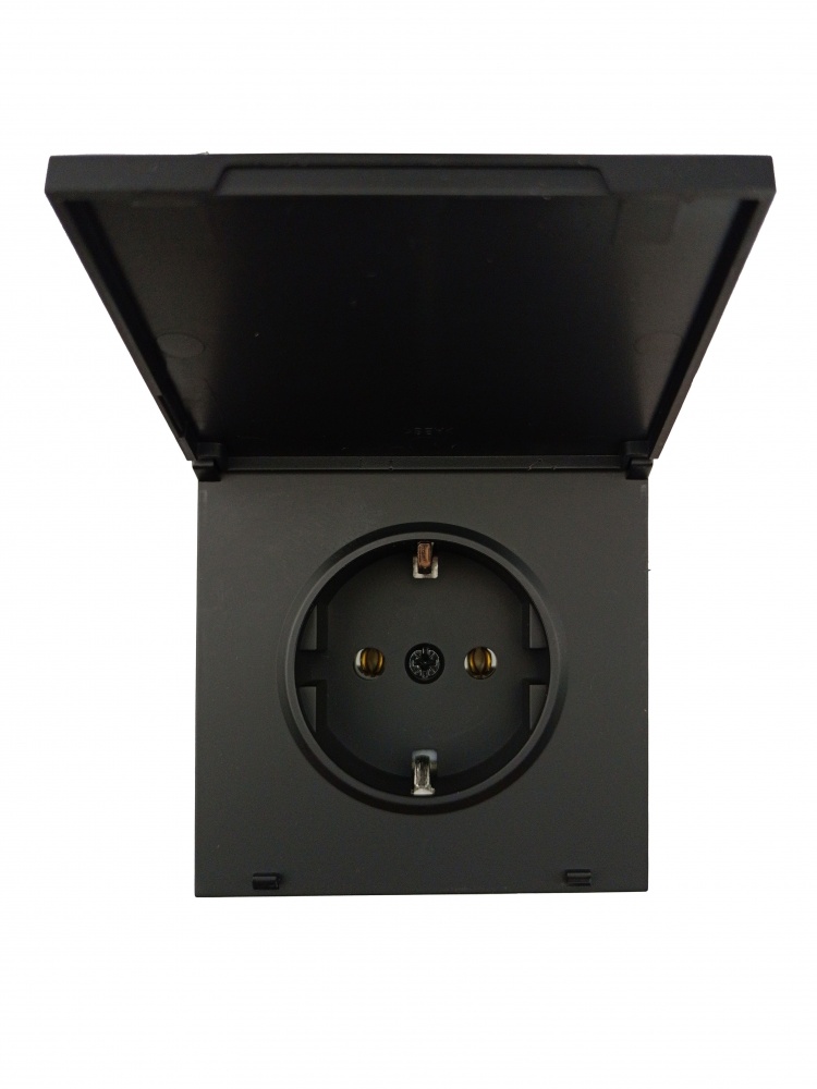 Механізм розетки побутова із заземленням HausMark Juna IP20 чорний матовий 7041-1788U2-123BQC