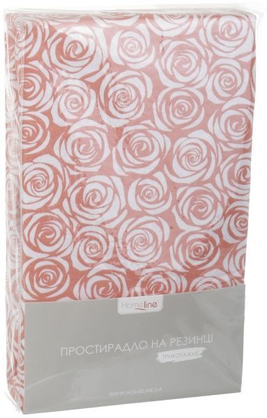 Простынь на резинке трикотажная Розы 90x200 см розовый с принтом Homeline 