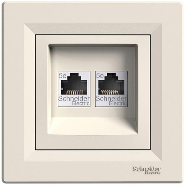 Розетка комп’ютерна подвійна Schneider Electric Asfora RJ45+RJ45 кремовий EPH4400123