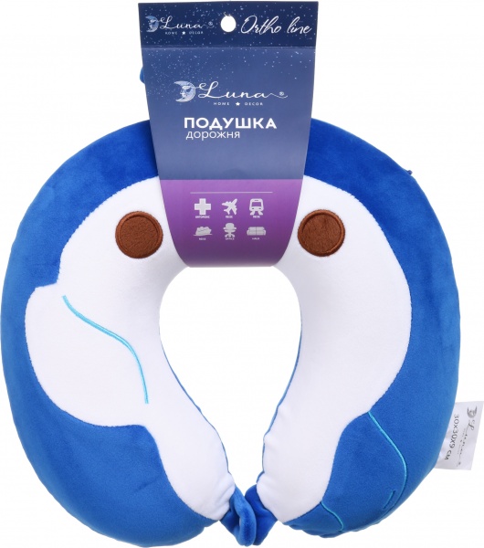 Подушка дорожня Тюлень 30х30 см синій із білим Luna