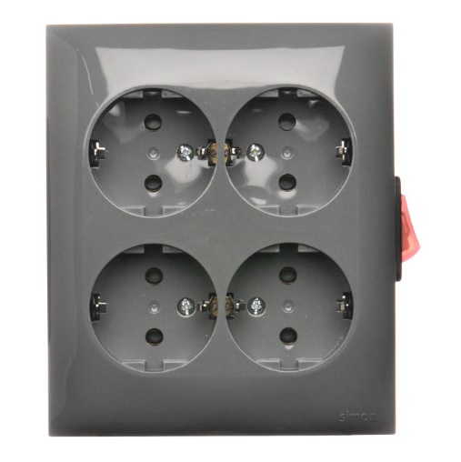 Розетка четверна із заземленням Simon Aquaclick IP20 сірий ACGSZN4W1/16