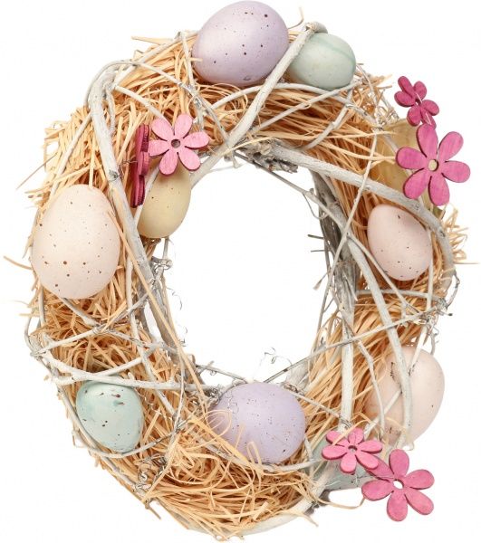 Венок пасхальный с яйцами и цветочками D9743B-0