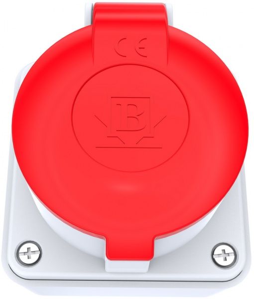 Розетка на механізм з кришкою і механізмом фіксації вилки. 3Р з з/к, 220В, 25А, IP44 BEM 15-018