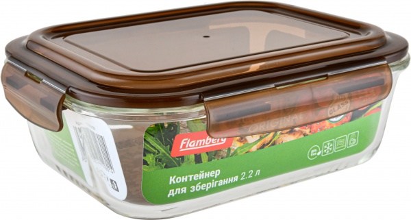 Контейнер для зберігання Original Rectangular 2200 мл коричневий Flamberg Smart Kitchen