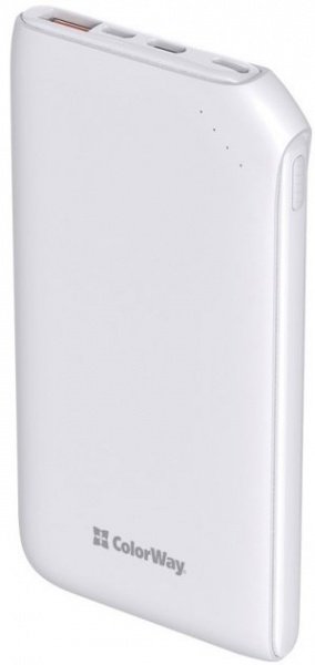 Внешний аккумулятор (Powerbank) ColorWay Soft touch Ligthning + USB QC3.0 + USB-C PD 18W 10000 mAh white (CW-PB100LPE3WT-PD) 