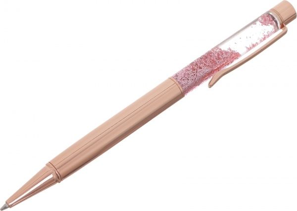 Ручка кулькова подарункова з глітером рожева 