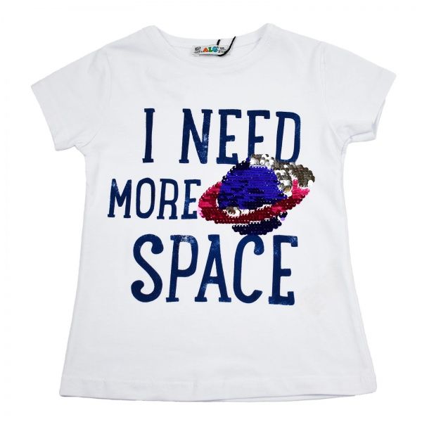 Футболка для дівчинки ALG I need more SPACE 620619 р.110 білий 