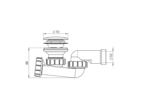 Сифон для душевого поддона Prevex d52 мм Click-Clack выход слива d32 мм (3212007)