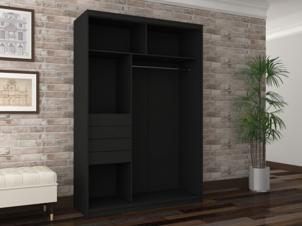 Шкаф-купе SLIM Viskonta ДСП 1,6 м 1600x550x2400 мм черный двери / стекло