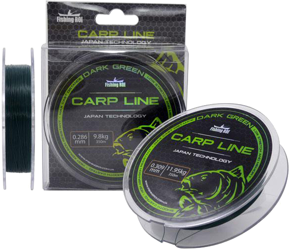 Волосінь Fishing ROI Dark Green Carp Line 350м 0,286мм 9,8кг