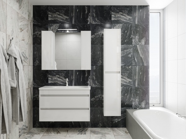 Зеркальный шкаф ЮВЕНТА Bronx BrxMC-100 белый