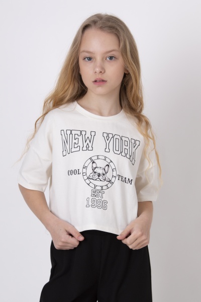 Футболка для девочек Mevis р.140 молочный 4653-01 