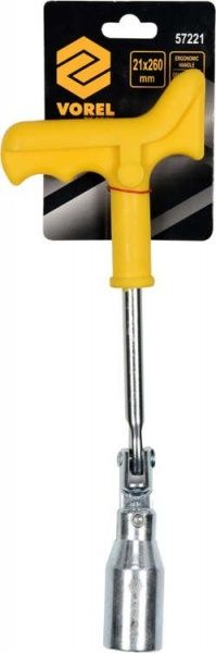 Ключ свічний Vorel 21 мм з шарніром 57221
