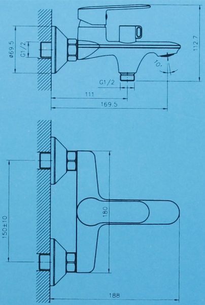 Смеситель для ванны Water House Round new