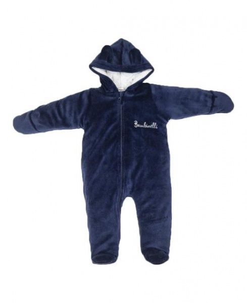 Комбінезон Bambinelli велюр утеплений з вишивкою синій р.74 