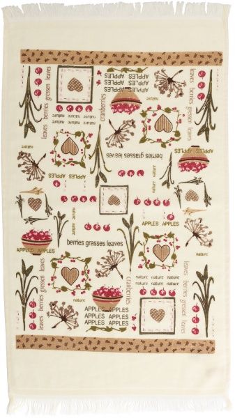 Полотенце кухонное Яблоки 40x60 см белый с рисунком 