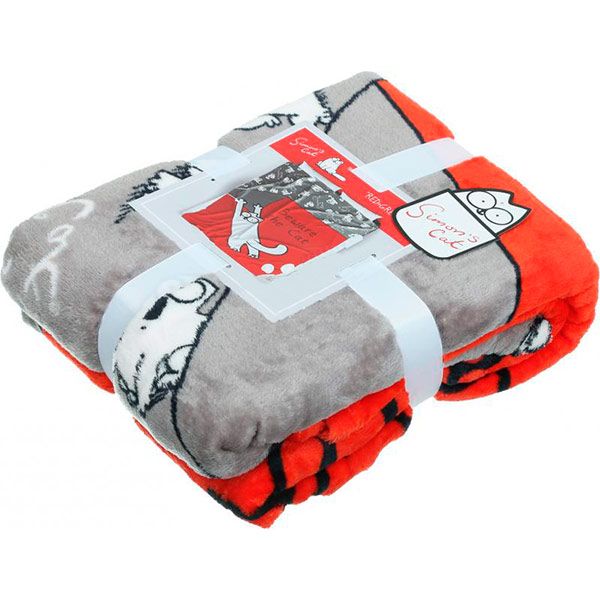 Плед фланель Simon's Red+Grey Cat 160x200 см