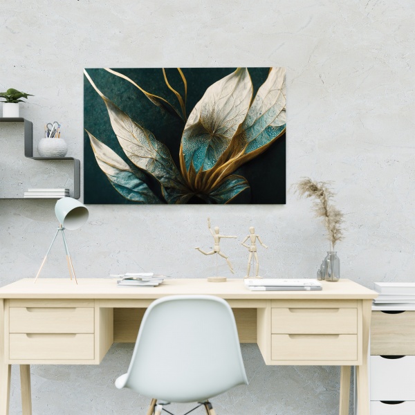 Картина на холсте Бирюзовые листья 80x110 см WS Holst 180323250 