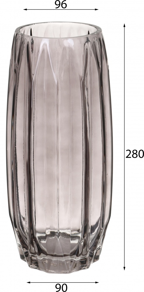 Ваза стеклянная Valley 28 см серая прозрачная JY-23DFX703A