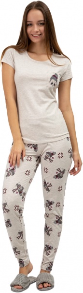 Пижама женская Roksana 1001/16149 р. 2XL бежевый с рисунком 