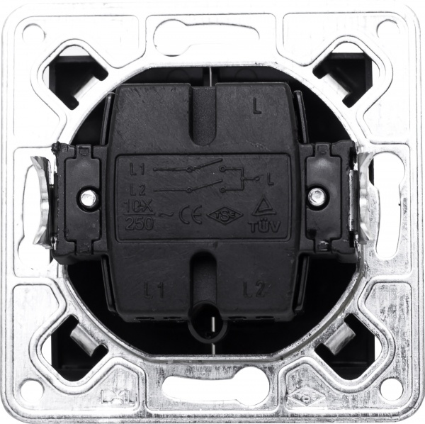 Выключатель двухклавишный LXL Tesla TLXL3504A без подсветки графит 3504A graphite