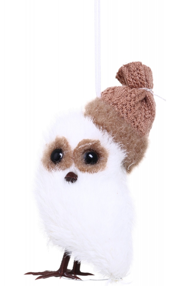 Декорация-подвеска сова в шапке 10 см в ассортименте 21A-2526