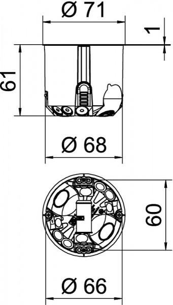 Коробка установочная OBO Bettermann для пустотных стенок с герметичными мембранными входами полипропилен 2003808 