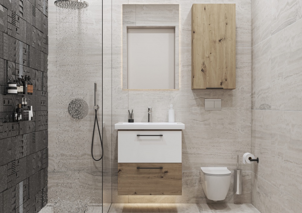 Тумба консольна Грейд Niks дуб артізан/німфея альба під умивальник Como 60