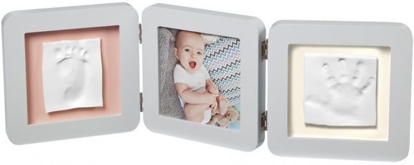 Набор для изготовления отпечатка Baby Art Тройная рамка Бело-серая 3601097200