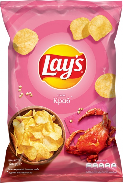 Чипси Lays Картопляні зі смаком краба 120 г