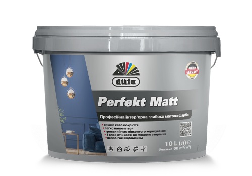 Фарба інтер'єрна полівінілацетатна латексна Dufa Perfekt Matt глибокий мат білий 2,5л