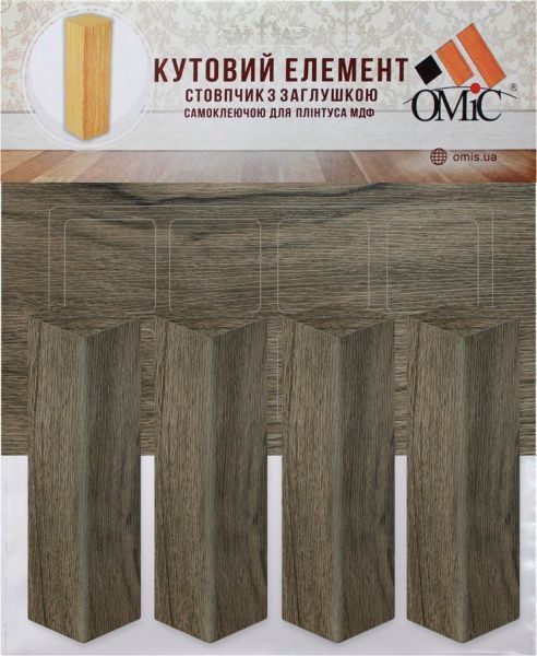 Комплект уголков МДФ ОМиС дуб бордо 25х80х25 мм 