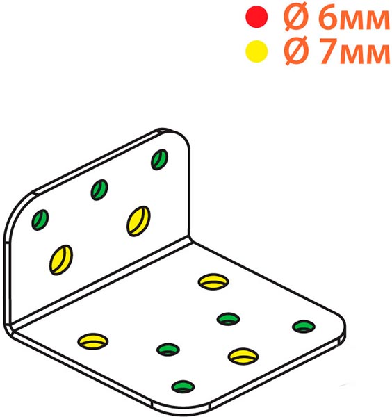 Уголок перфорированный асимметричный 60x35x60мм 2,5мм 