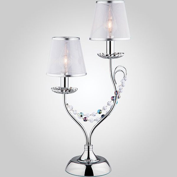 Настольная лампа декоративная Strotskis Gloria 2x40 Вт E14 хром/серебро 01069/2 