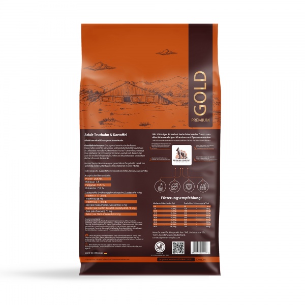 Корм сухой для собак для всех пород German Shephy Gold Turkey Индейка и картошка 10 кг