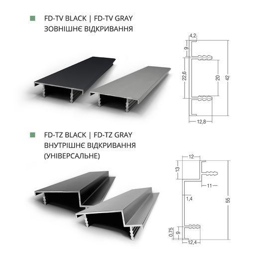 Двери скрытого монтажа MVM Outside/внешнее открывание с алюминиевым торцом анод ПГ 600 мм грунтованные под отделку 