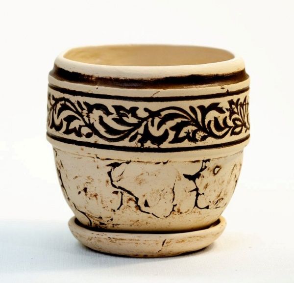 Горщик керамічний Мелодія №1 круглий 3,5л бежевий 