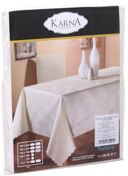 Скатерть Dertsiz прямоугольная 110x160 см кремовый Karna 