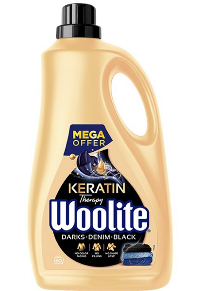 Гель для машинной и ручной стирки Woolite для черных и джинсовых тканей с кератином 3,6 л