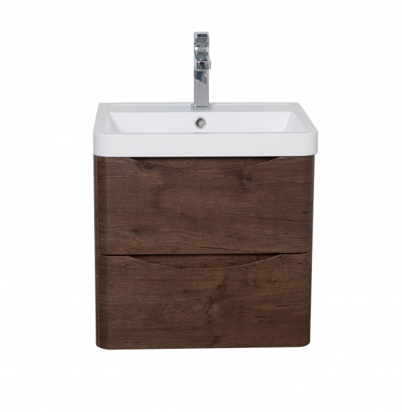 Тумба підвісна Aqua Rodos Vista 50 каштан з умивальником
