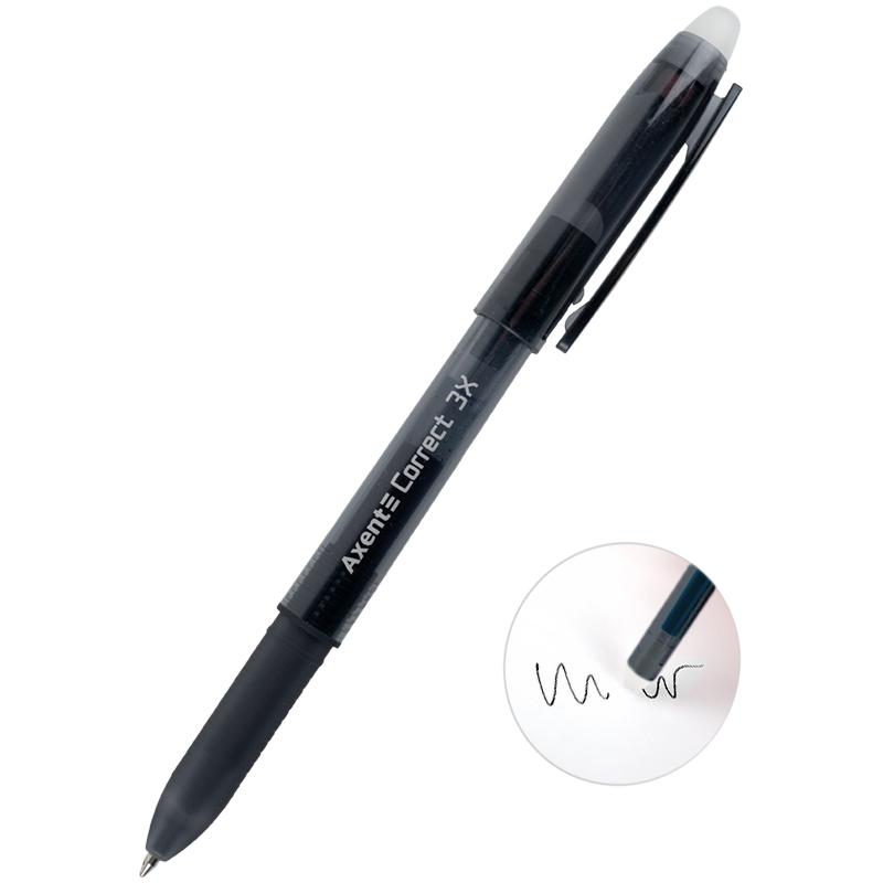Ручка гелевая Axent пиши-стирай Correct 3Х черная AG1122-01-A