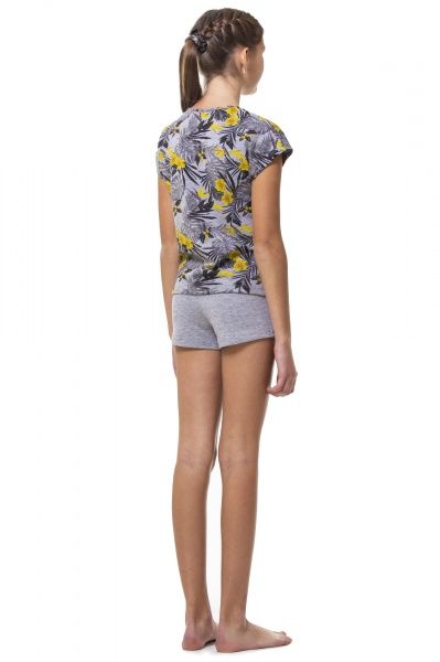 Пижама для девочек KOSTA 0103-8 р.122-128 серо-желтый 