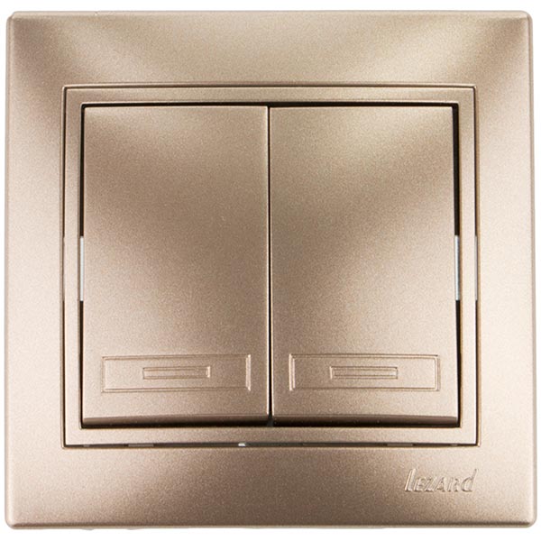 Выключатель двухклавишный Lezard Mira без подсветки 10 А 250В IP20 светло-коричневый